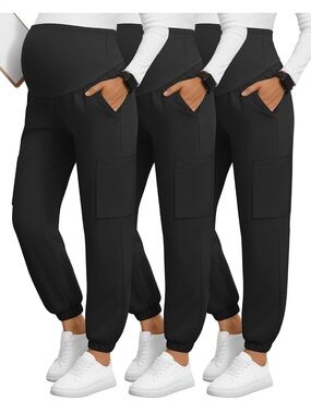 3 Pack Maternity Scrub Cargo Jogger Pants
Work Pants with 6 Zipper Pockets XL